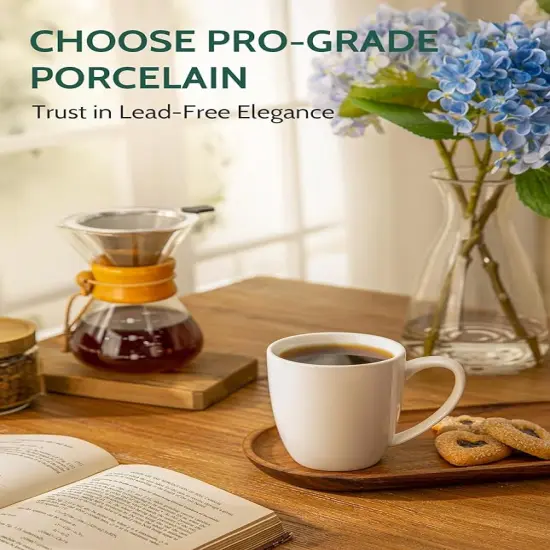 Porcelain Mugs - 12 Ounce for Coffee, Tea, Mocha and Mulled Drinks - Set of 6, White {2}