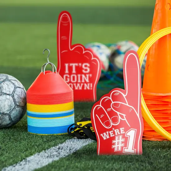 2 Pack Red Foam Fingers #1, It's Goin' Down for Sports Fan Accessories, Cheering, Party Favors, 17.5 Inch Giant Foam Hand {2}