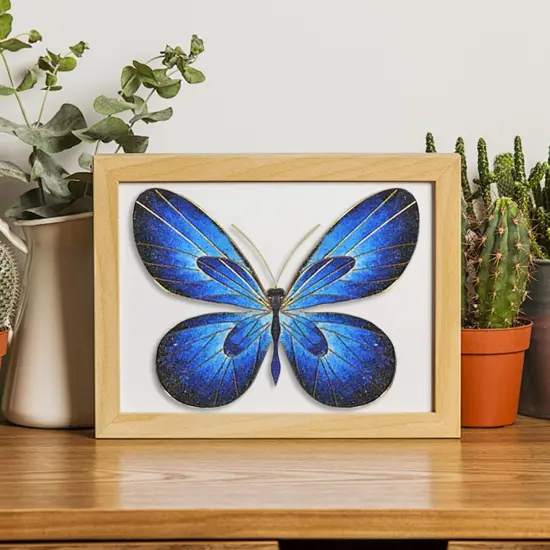 Cloisonne Enamel Art Painting Adult DIY Craft Kit, Filigree Enamel Art Projects Crafts Supplies Paint by Numbers Kit, 3D Blue Butterfly Craftwork Handmade Home Decor Mother's Day Stress Relief Gifts {5}