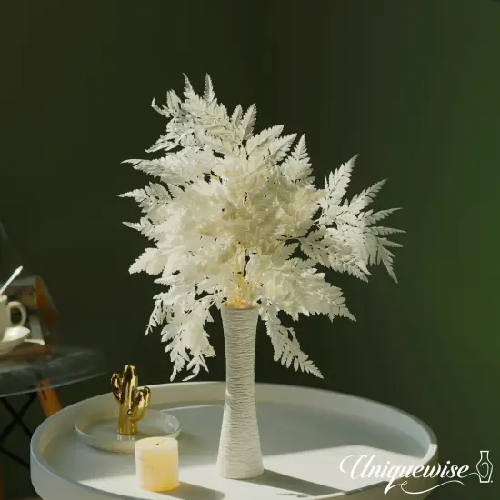 Uniquewise Preserved Real Floral Stems Chic Vase Fillers & Accents for Bouquets Centerpieces & Ornamental Displays Ideal for Home Office Boutique Cafe Resto Bar and Event Decor White alpine fern {6}