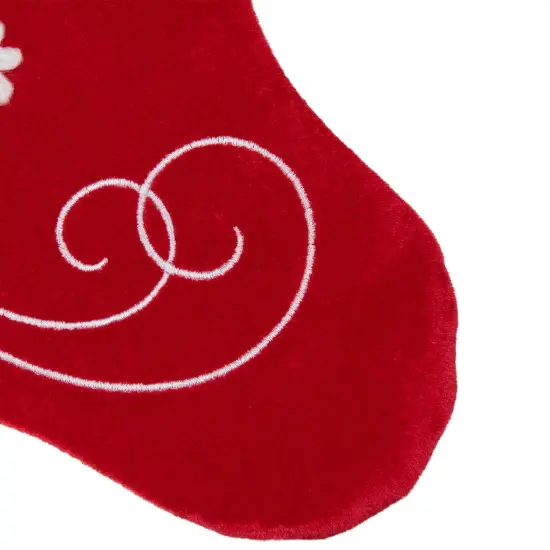 Northlight 20.5-Inch Red and White Velvet With White Snowflake Christmas Stocking {6}