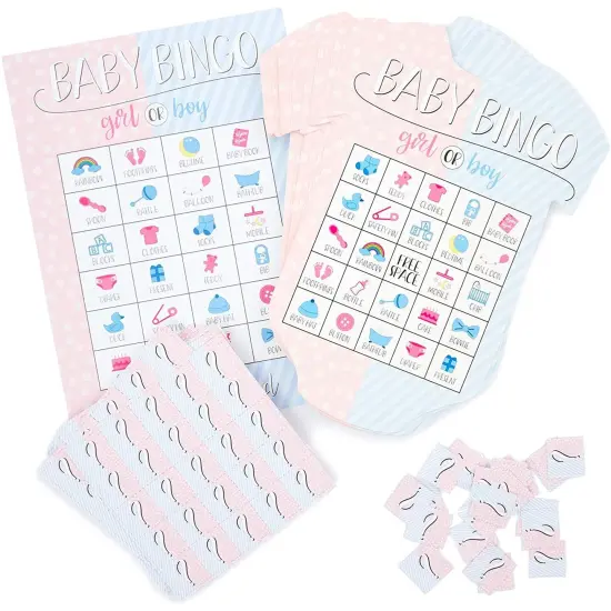 Gender Reveal Bingo Game Set, Party Supplies (38 Pieces) {1}