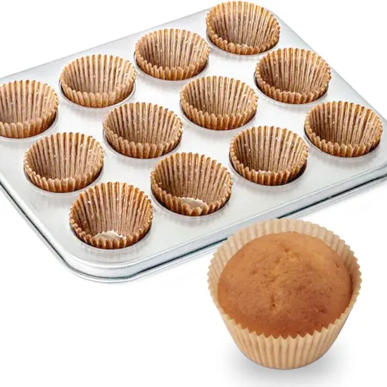 Standard Natural Cupcake Liners 500 Count, No Smell, Grease-Proof Paper Muffin Liners, Food-grade Baking Cups for Cupcakes, Muffins, Nuts {3}