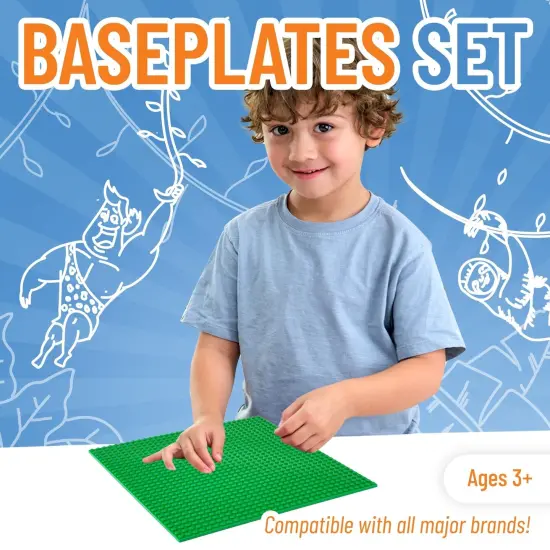 Strictly Briks Large Classic Stackable Baseplates, For Building Bricks, Bases for Tables, Mats, and More, 100% Compatible with All Major Brands, Green, 1 Piece, 10x10 Inches, Ages 3-14 {2}