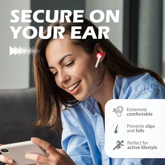 Insten 3 Pairs Ear Hooks Tips Compatible with AirPods 1 & 2 Earbuds, Anti-Lost EarHooks EarTips Accessories, Comfortable Soft Silicone Covers, with Storage Box (Not Fit in Charging Case) Red {2}