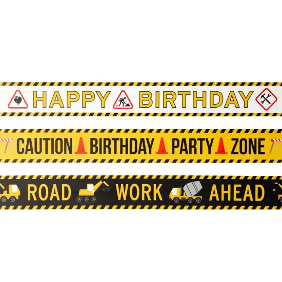 3 Pack 100 Foot Rolls Birthday Caution Tape for Construction Party Decorations (3 Inches Wide) Yellow {5}