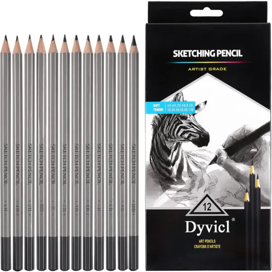 Professional Drawing Sketching Pencil Set - 12 Pieces Drawing Pencils 10B, 8B, 6B, 5B, 4B, 3B, 2B, B, HB, 2H, 4H, 6H Graphite Pencils for Beginners & Pro Artists {1}