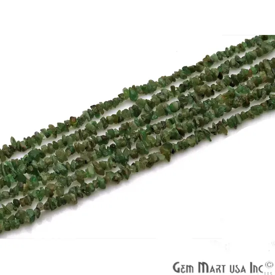 Natural Chip Beads, 34 Inch, Genuine Chip Strands, Drilled Strung Nugget Beads, 3-7mm, Polished, GemMartUSA (70001) Tsavorite {1}