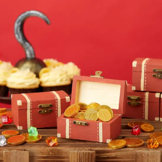 12 Pack Unfinished Wooden Boxes for Crafts, Party Favors for Birthday Parties, Baby Shower, Treasure Chest with Lid and Clasp, Pirate Decorations (3.5 x 2.2 x 2 In) {2}