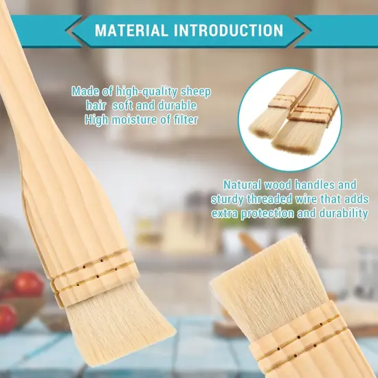 2 Pcs Flat Hake Paint Brushes Watercolor Glaze Brushes for Pottery, Artist Painting Set with Sheep Hair Bristle for Wash Ceramic Oil, 1 Inch, 2 Inch {2}