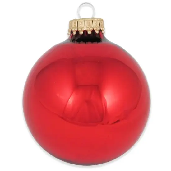 Christmas By Krebs 2 5/8 Glass Balls - Gold Caps - Christmas Red - 8 Pack {1}