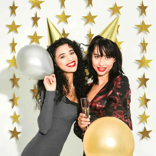 Glitter Gold Star Garland Decorations {2}