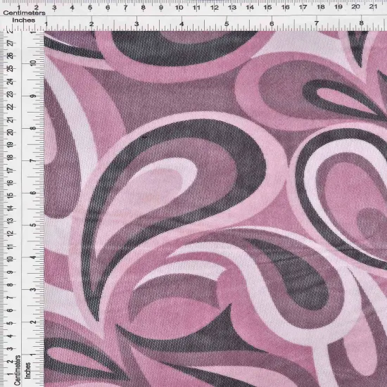 1 Yard Retro Paisley Geo Mesh Print Fabric Stretch Lightweight 58/60 Inches Wide BROWN CLAY {3}