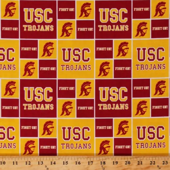 Licensed NCAA USC All Over USC-020 Cotton Fabric by the Yard {1}