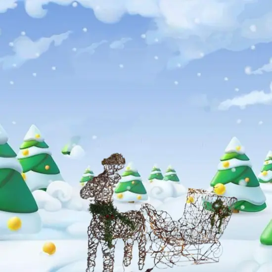 Light-Up Coffee Reindeer with Sleigh Outdoor Christmas Decoration Set 19.69 x 7.28 x 16.14 in {3}