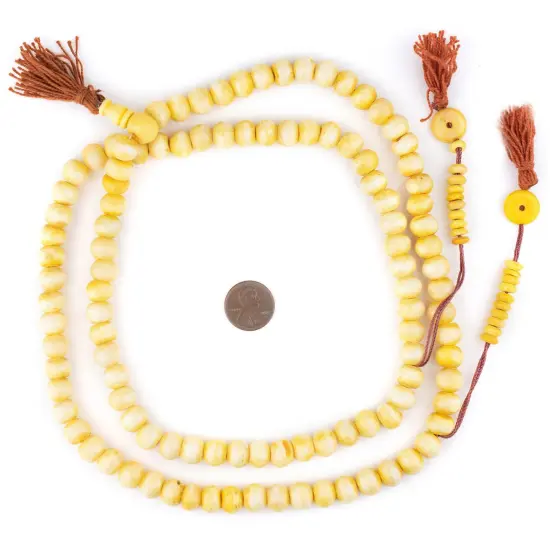 The Bead Chest Yellow Rustic Bone Mala Beads (10mm) {2}
