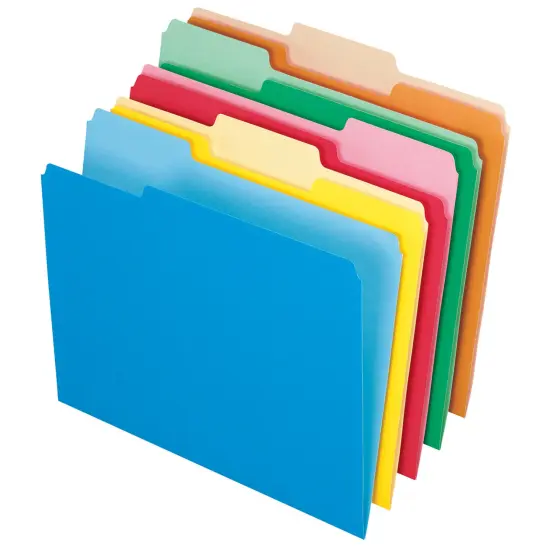 Pendaflex Two-Tone File Folder, Letter Size, 1/3 Cut Tabs, Assorted Colors, Set of 100 {1}