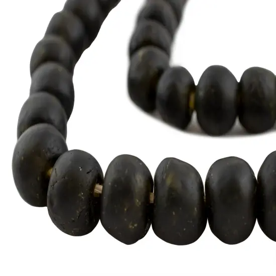 The Bead Chest African Recycled Glass Beads &ndash; Handmade in Ghana &ndash; Olive Green 18mm Strand for Jewelry Making, Crafts, and Home Decor I Approximately 38 Beads {1}