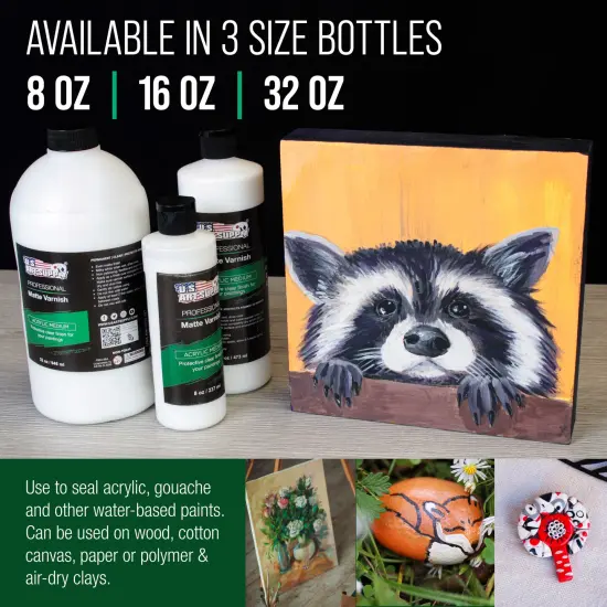32 oz Matte Acrylic Varnish for Acrylic Painting, Permanent Clear Protection, Reduces UV & Photography Glare {6}