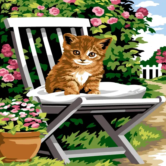 Needlepoint canvas for halfstitch without yarn Rest in the Garden SE926.366 Seg De Paris Printed Tapestry Canvas {1}