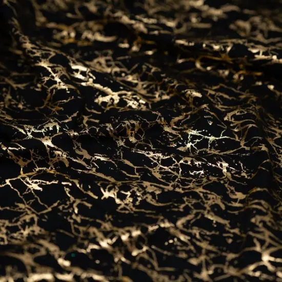 1 Yard Cracked Foil Printed Fabric 36" x 58/60" Length by Width Navy/Gold {3}