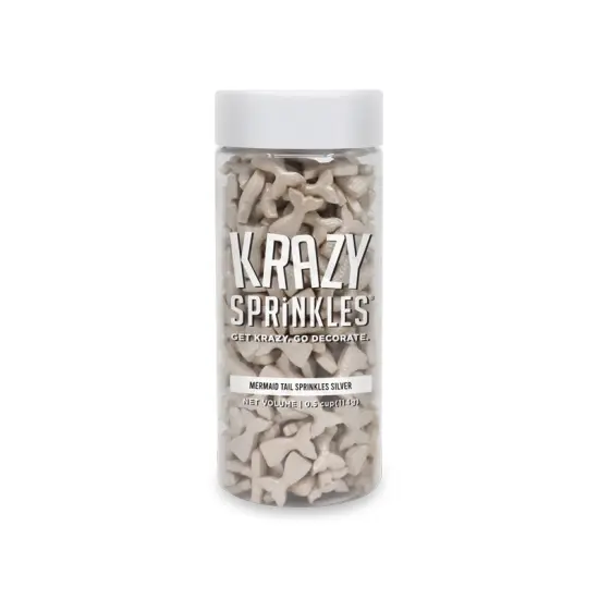 Krazy Sprinkles - Silver Mermaid Tails (1/2 Cup, 1x Jar) for Cakes, Ice Cream & Cookies {3}