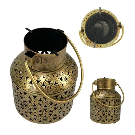 Tealight Candle Stand Gold Iron Incense Holder Antique Style Dhuni Burner Mess Free Cone Holder Housewarming Gift Dhoop Organiser for Home Office Decor Diwali Decoration {4}