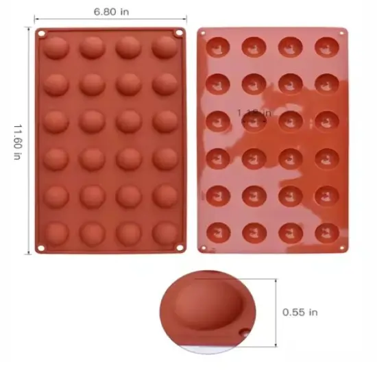 Mini 24-Cavity Semi Sphere Silicone Mold, Baking Mold for Making Chocolate, Cake, Jelly, Dome Mousse {4}