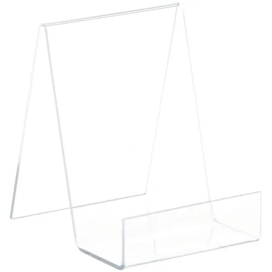 Plymor Clear Acrylic Flat Back Display Easel With 2" Box Ledge, 5.5" H x 4" W x 5" D {1}
