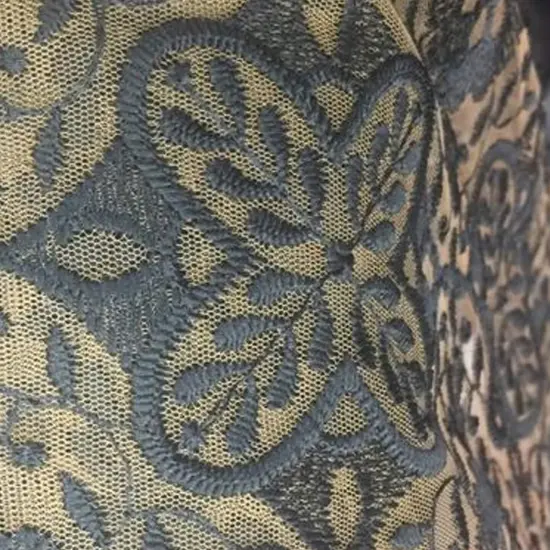 1 Yard Brown and Black Embroidery Organza Fabric for Gowns and Event Decor 54 Inches Wide {1}