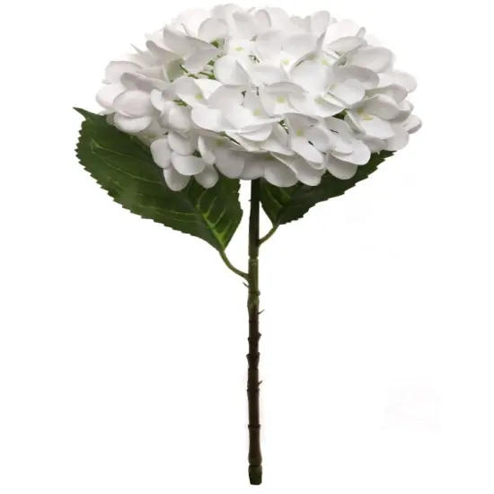 17.75" Artificial Hydrangea Stem with 8" White Bloom &ndash; Realistic Faux Flower for Home, Wedding, and Event D&eacute;cor - 3 PACK {1}
