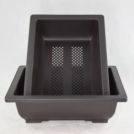 2 Rectangular Plastic Bonsai / Cactus & Succulent Pot 10"x 7.5"x 3" Dark Brown {1}