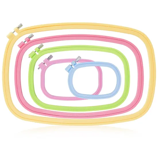 5 Pack ABS Rectangular Embroidery Hoops Set, Cross Stitch Hoops 5 Inch 6 Inch 10 Inch 12 Inch 15 Inch Plastic Candy Color Embroidery Hoop for DIY Embroidery Craft {2}