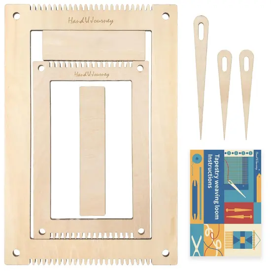 HAND U JOURNEY Rectangle Weaving Loom Kit 7.9''x11.8'' and 5.3''x7.8'', 2 Set with Weaving Tools and 16 Pages Instruction Book-Size M {1}