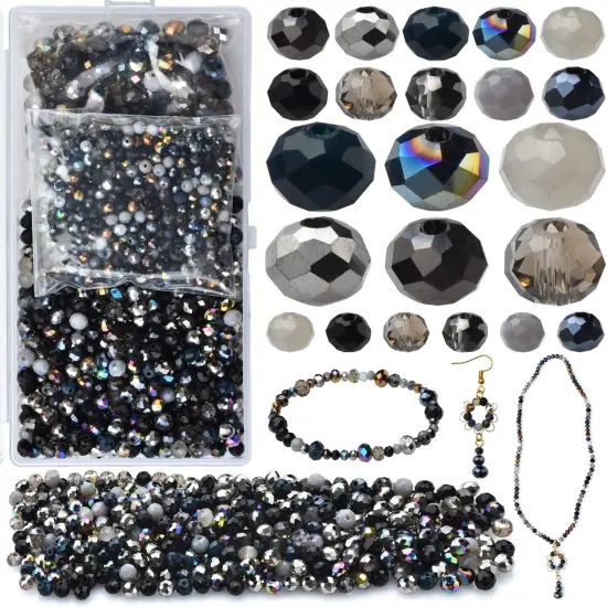 1000pcs Faceted Rondelle Beads,4/6/8mm Crystal Glass Beads for Jewelry Making Assorted 3 Sizes Spacer Loose Beads {2}