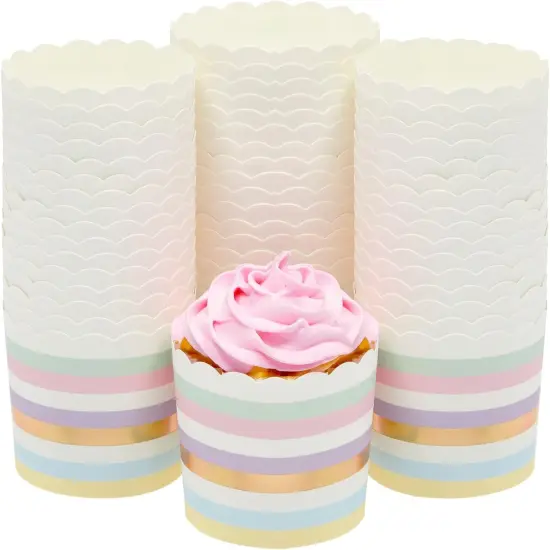 50-Pack Pastel Cupcake Liners (2.2 In) - Large Paper Baking Cups for Birthdays, Bake Sales, Bridal Showers, Home Baking - Cupcake Wrappers {1}