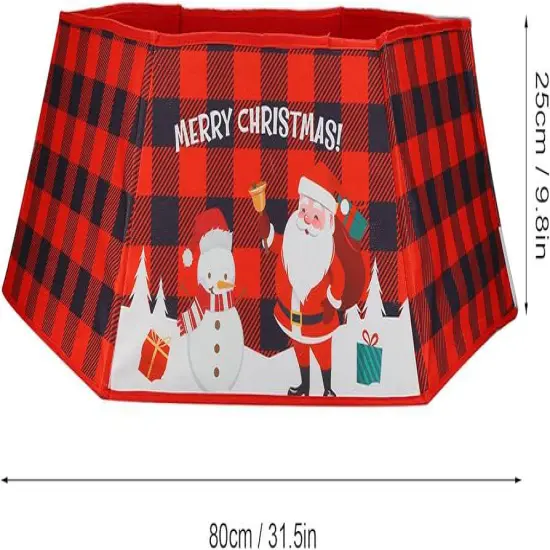 31in Buffalo Plaid Christmas Tree Collar Hexagon Christmas Tree Ring for Artificial Trees Christmas Tree Skirt {3}