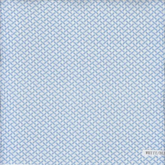 1 Yard Polyester Spandex Yummy Rib Knit Fabric Retro Geo Window Pane Print 58/60" Width WHT/BLUE {1}