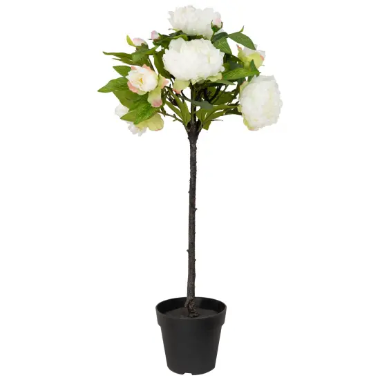 Northlight Blooming Peony Flower Artificial Potted Plant - 31" - White and Pink {3}