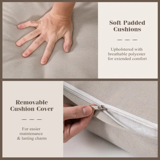 3-Pieces Outdoor Furniture Set Including Loveseat and Coffee Table with Thick Cushions {4}