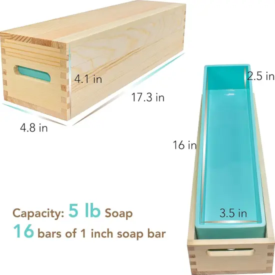 Wooden Soap Molds for Soap Making Large- 5 lb Soap Molds Loaf with Cover, Rectangle Silicone Soap Loaf Molds 77 oz (5 lb Standard Mold) {2}