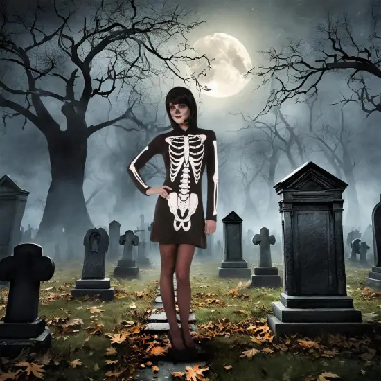 Skeleton Hooded Mini Dress Adult Costume {3}