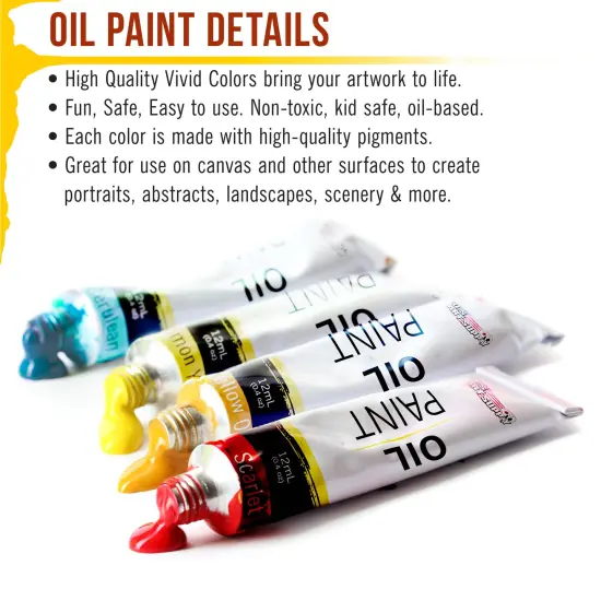 Professional 36 Color Set of Art Oil Paint in Large 18ml Tubes - Rich Vivid Colors for Artists, Students, Beginners - Canvas Portrait Paintings {6}