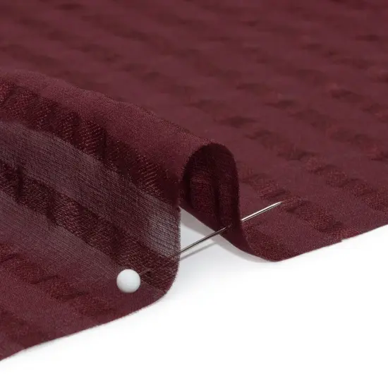 1 Yard Burgundy Twill Burnout Striped Silk Georgette Fabric for Elegant Apparel 53 Inch Width {2}