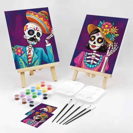 2 Pack Sip and Paint Kit for Adults Pre Drawn Canvas(Skeleton) {5}