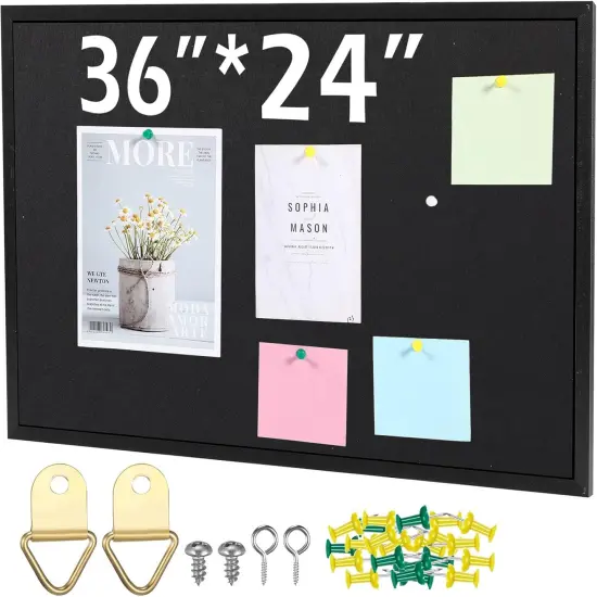 36" x 24" Cork Board Large Wood Framed Cork Bulletin Board(Black Frame) {1}