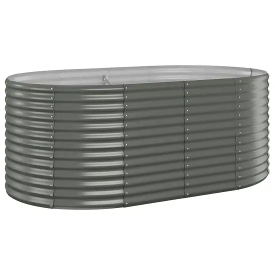 vidaXL Garden Raised Bed Powder-coated Steel 68.9"x39.4"x26.8" Gray {2}