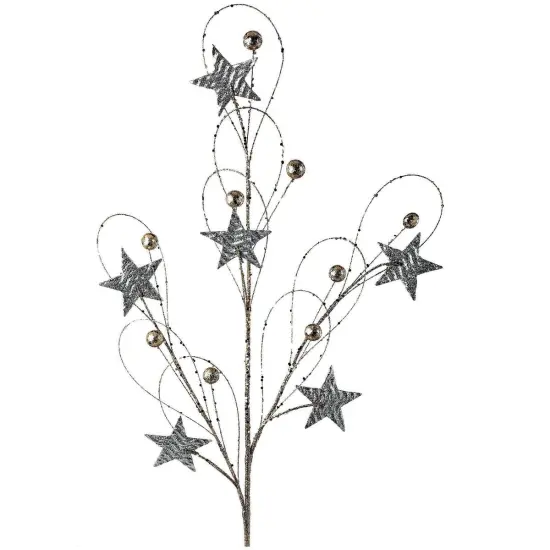 34" Glitter Star Ball Loop Spray: Gold/Silver {1}