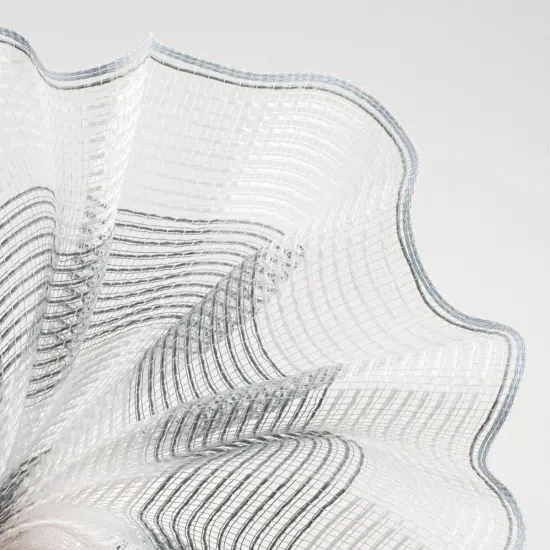 10.5" Faux Jute Wide Stripe Mesh Ribbon: White & Grey (10 Yards) {3}