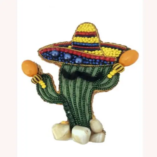 Beadwork kit for creating brooch Crystal Art Cheerful cactus BP-370C {1}